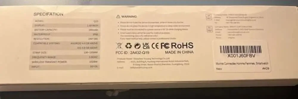 Jugeman Q23 Smart Watch Fitness Tracker 1.69